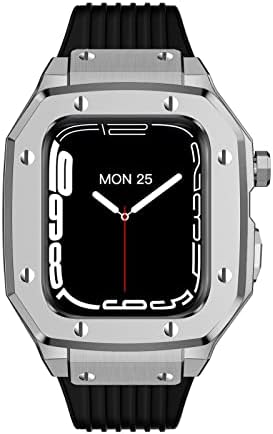 סגסוגת סגסוגת שעון רצועת רצועת Apple Watch Series 8 7 6 5 4 SE 45 ממ 42 ממ 44 ממ מתכת יוקרה גומי נירוסטה