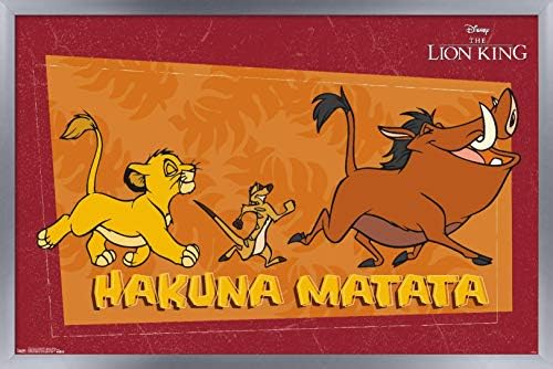 Trends International Disney The Lion King 1994 - פוסטר קיר של Hakuna Matata, 14.725 x 22.375, גרסה ממוסגרת זהב