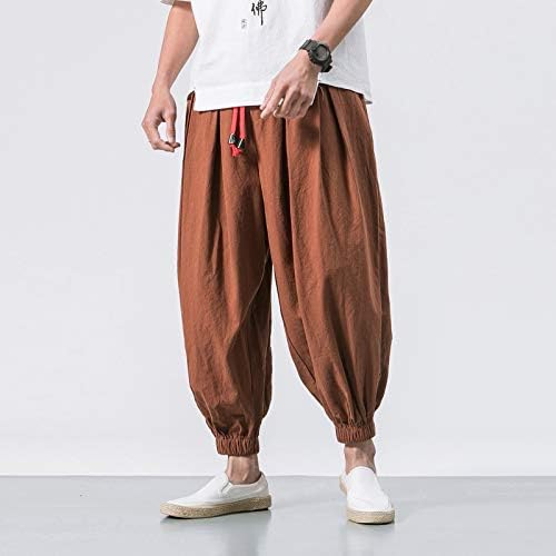 דפוס מיאשוי הרמון מכנסיים מקרית רגל רחב מוצק מכנסיים מכנסיים רופף אלסטית אופנה גברים של צבע גברים של מכנסיים