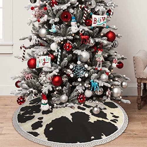חצאית עץ חג המולד 48 - חצאית עץ מודפסת שחור -לבן שחור ולבן עם קישוט עץ עץ חג המולד לחג חג המולד