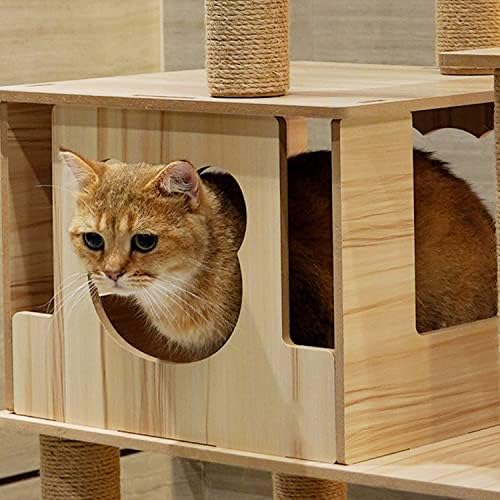 65 סנטימטרים, חתול עץ לחתולים מקורה, רב-רמת חתול מגדל חתול עץ עם מגרד הודעות, למעלה מוט, סולם, חתול פעילות עץ