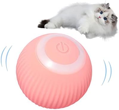 צעצועי חתול אינטראקטיביים חכמים כדור עם נורות לד, צעצועי חתול, כדור מתגלגל נע אוטומטי לחתולים מקורה, צעצוע לוויה לחתול