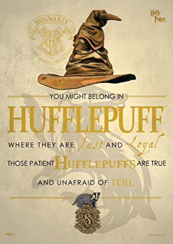MightyPrint הארי פוטר - Hufflepuff - Hogwarts מיון כובע בית ציטוט - עמיד 17 x 24 אמנות קיר - לא עשוי נייר - אספנות מורשית