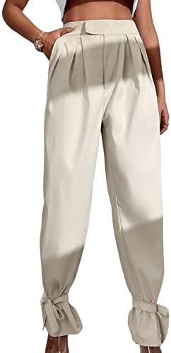 Sateyrocks נשים גבוהות של נשים עם מכנסי קשרים מכנסיים רוכסן זבובים מכנסיים עם כיסים עם כיסים