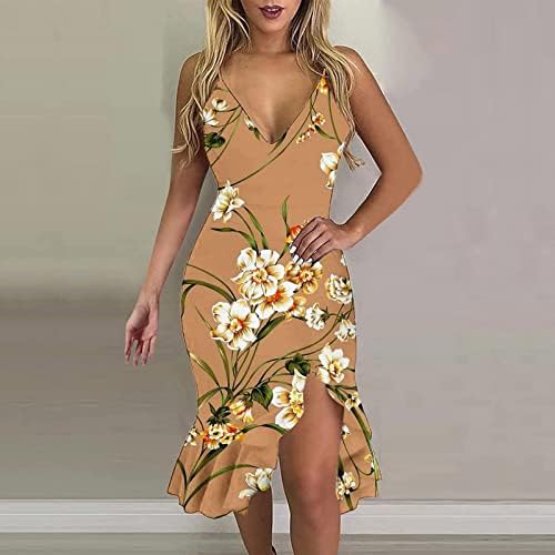 שמלות טווגון לנשים 2023 עטיפה אלגנטית ללא שרוולים ללא שרוולים שמלה קיצית קיץ שמלת טנק התלקחות עם חריץ
