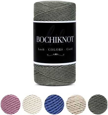 Bochiknot 2 ממ חוט מקרמה - חוט חוטים של אופים למלאכה - מחרוזת כותנה בצבע חוט מקרמה - חבל חוט מקראמה - חבל כותנה של חוט