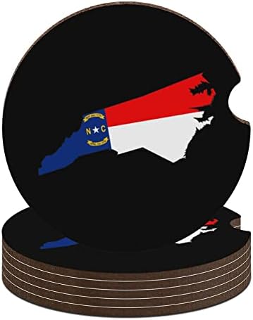 צפון קרוליינה דגל דגל מפת מפות רכבים עם אצבעות אצבעות שתייה ספל קפה מחזיקי כוס חמודים לאביזרי עיצוב רכב 2 יחידות