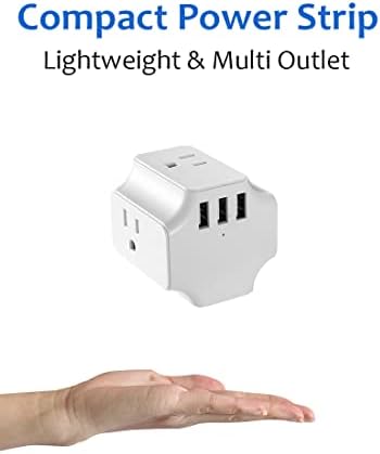 Outlet Splitter 3 שקעים ו -3 USB, מאריך אאוטלט לשני רצועת חשמל של 2 עד 3, 3 צד דו צדדי עם חליפת מטען רב תקעית לבית, מטבח, חדר