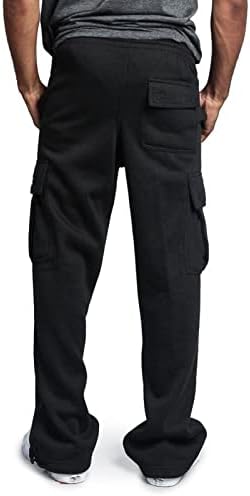 מכנסי טרנינג משקל כבד של גברים משקל כבד מכנסי טרנינג נמתחים מותניים אלסטיים ריצים שורפים מכנסיים חיצוניים עם כיסים