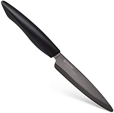 סדרת חדשנות של Kyocera קרמיקה 4.5 סכין שירות עם ידית ארגונומית מגע רכה, להב שחור, ידית שחורה