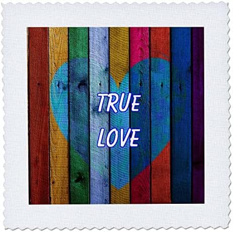 3 עלה תמונה של רב צבע עץ לוחות לב מילות אהבה אמיתית-שמיכת ריבועים