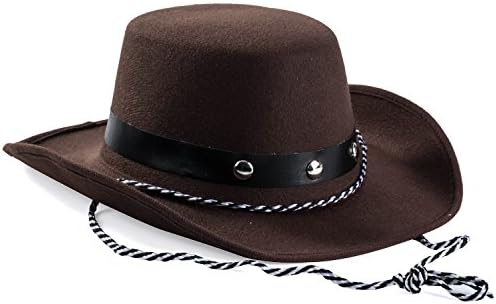 כובעי מסיבה מצחיקים כובע קאובוי לתינוק - כובע קאובוי פעוט - כובע קאובוי משובץ - כובע קאובוי בראון חום - אביזרי