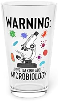 בירה זכוכית ליטר 16 עוז הומוריסטי אזהרה אהבה מדבר על מיקרוביולוגיה וירולוגיה חידוש בקטריולוגיה 16 עוז