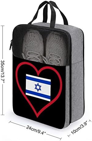 אני אוהב ישראל אדום לב נעל תיק עמיד למים נסיעות תיק עם לראות דרך חלונות נייד נעל אחסון ארגונית