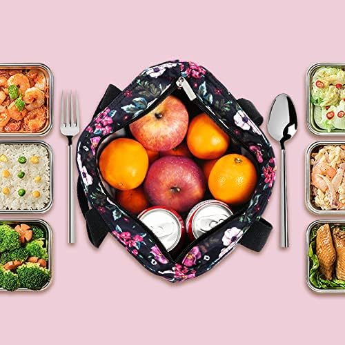 שקית ארוחת צהריים של Mov Compra נשים תיק ארוחות צהריים מארגן ארוחת צהריים מבודד ארוחת צהריים צקרת ארוחת צהריים עם כיס רוכסן