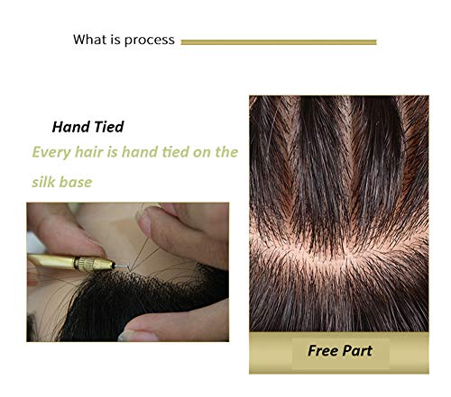 נשים קליפ אמיתי שיער טבעי טופר 5.5 איקס 5.5 משי בסיס גדול בסיס צילינדר פאה עבור דליל שיער, 14 טבעי שחור