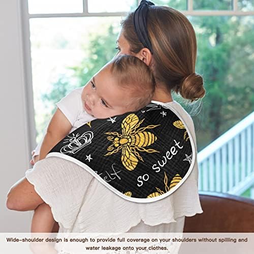 Yyzzh Bee Queen Gold רקמה הדפסת מוסלין בגידים לתינוק 2 חבילה כותנה כביסה כביסה לתינוקות לילדה לילדה