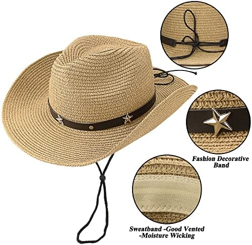 קש קאובוי כובע לפעוטות בנות בנים, קיץ חוף קש שמש כובע בוקרת מערבי-כובע עבור ילד