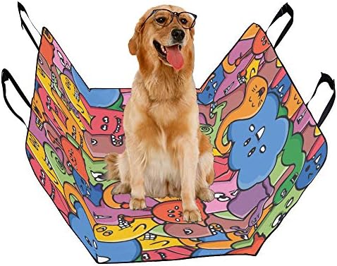 מותאם אישית קומיקס גרפיטי אמנות בלוק יד נמשך הדפסת רכב מושב מכסה לכלבים עמיד למים החלקה עמיד רך לחיות מחמד רכב