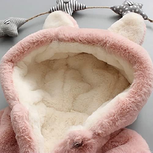Zdhoor פעוטות בנות צמר מעיל חורף מרופד אוזניים ארנב חמוד תינוקות שלג קפוצ'ון קפוצ'ון קפוצ'ון פלאנל