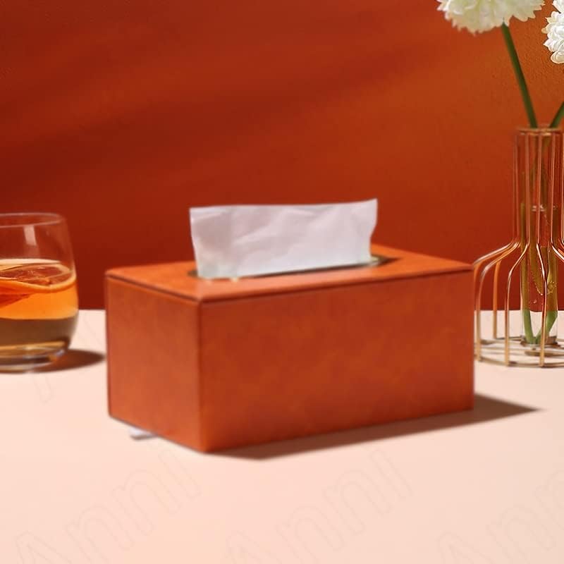 SDFGH טקמת עור קופסת נייר קפה שולחן שולחן עבודה שולחן עבודה של קופסת אחסון רקמות קישוטי דקורטיביים (צבע: A, גודל
