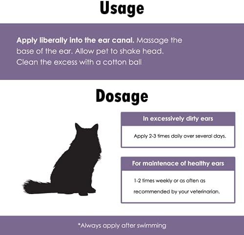 פתרון לניקוי אוזניים של אוטידרם לכלבים וחתולים-ניקוי ריח וניקוי עדין-פורמולה נגד גירוי עם חומציות ניטרלית ואלוורה-אוזניים