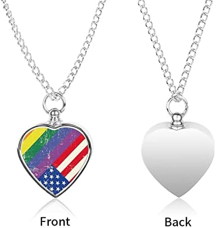 מעורב הומו דגל עם אמריקאי דגל מודפס לחיות מחמד כד שרשרת עבור אפר לב שריפת גופות תכשיטי זיכרון תליון אפר מחזיק עבור