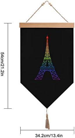 Nudquio Rainbow Eiffel Towel כותנה פשתן תלייה דגל קיר שלט קיר תמונה לקישוט מרפסת גן ביתי