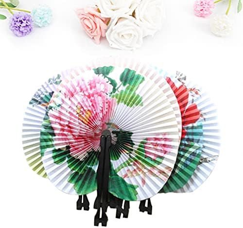 Soimiss Vintage Decor Decor Decor 12 PCS סיני אחיזה אחיזה מתקפלת מאווררי נייר פרחים מאווררי נייר עגול מאוורר יד לחתונה