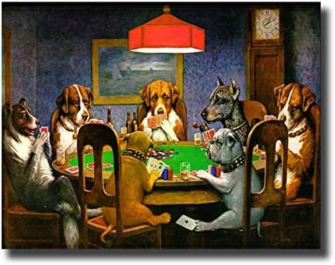 אליטיארט - כלבים משחק פוקר על ידי קסיוס מרסלוס קולידג 'שמן ציור רבייה ז' יקלה קיר אמנות בד