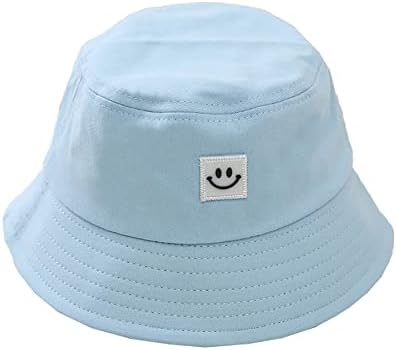 ילדים סמיילי פנים דלי קורדרוי כובע פעוט כובע שמש הגנה על השמש רחבה שוליים כובע משחק חיצוני כובע מתכוונן לכובע 3-10Y