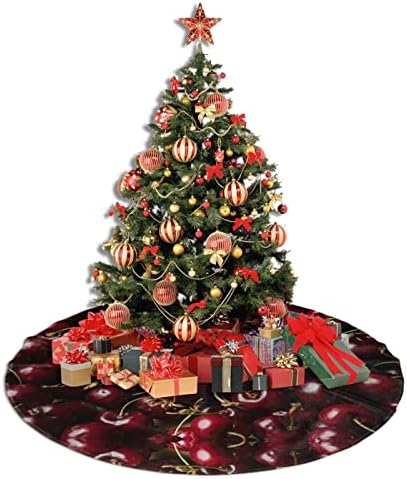 חצאית עץ חג המולד אדומה דובדבן חצאית עץ קטיפה חג המולד 48 אינץ 'תחרה לקישוט חג המולד