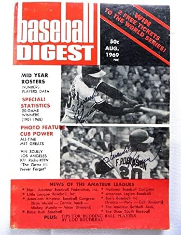 פרנק רובינסון חתם על מגזין בייסבול דייג ' סט '69 חתום פעמיים על ג' יי. אס. איי אג39542-מגזינים עם חתימה של ליגת הבייסבול