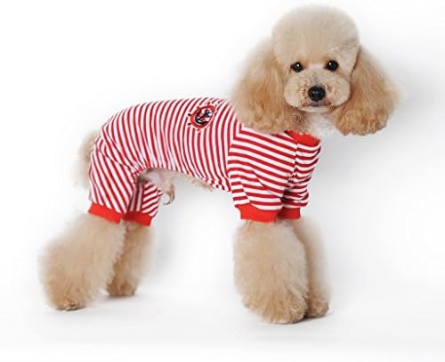 בגדי פס כלבים ויסקי כלבים פיג'מה סרבל חולצה אדומה, גדולה