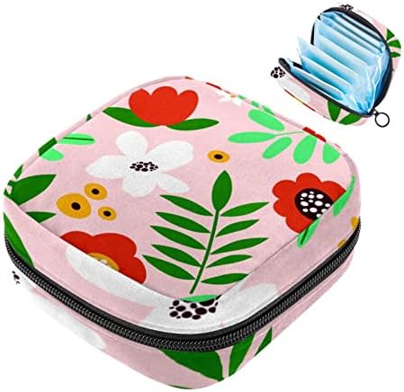 שקית אחסון מפיות סניטרית של Oryuekan, שקיות רוכסן משטחיות ניידות לשימוש חוזר, כיס אחסון טמפון לנשים, צמחים טרופיים