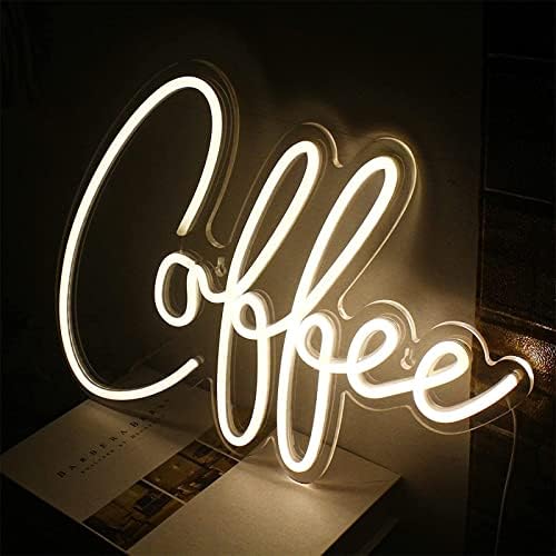 לוגו קפה של DVTEL שלט ניאון לדוגמנות LED דגמי אור אותיות זוהרות שלט לוח אקרילי ניאון אור דקורטיבי, 40X30 סמ.