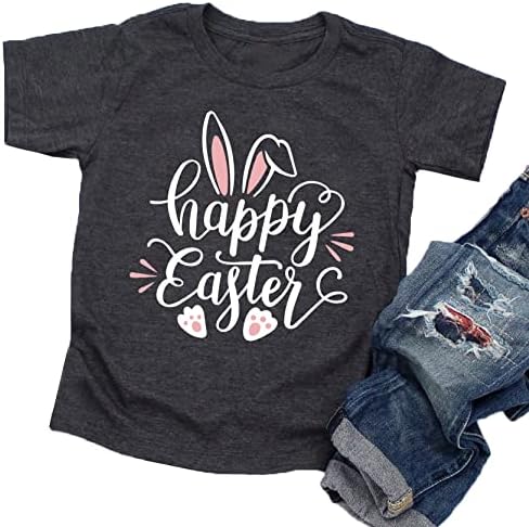 חולצת פסחא שמח פעוט תינוקות בנות בנים ארנב ארנב ארנב חולצת טריקו גרפית