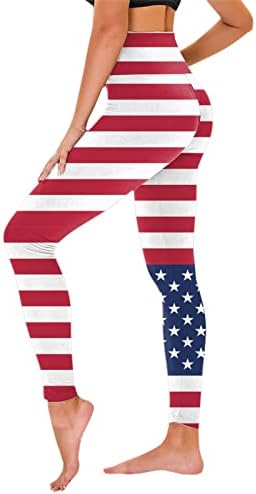 4 ביולי חותלות חלקות לנשים ברמת דגל אמריקאי נמתח מכנסי יוגה אתלטים רכים חמאים