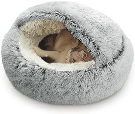 טנגנדה חתול מיטה עגול רך קטיפה מחפר מערת סלעית חתול מיטת סופגנייה לכלבים &מגבר; חתולים, פו פרווה עגול נוח עצמי התחממות מיטה