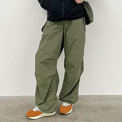 מכנסי מטען נמוך של המותניים המותניים במותניים בצבע מוצק מזדמן Harajuku Vintage Y2K נמוך עלייה רץ ג'וגי כיס נינוח מכנסיים
