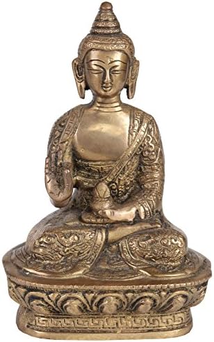 הודו אקזוטית XV42 Shakyamuni Buddha מעניקה את אבהאיה לחסימתו המסודרת, צהוב