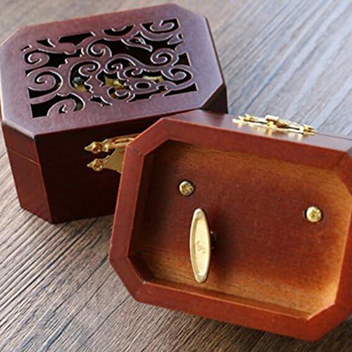 Fnly 18 הערות עתיקות קופסה מוזיקלית עתיקה מעץ, נצנוץ נצנוץ קופסה מוזיקלית קטנה, עם תנועת ציפוי זהב פנימה, מתומן