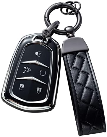 Jlavewaz תואם לכיסוי FOB מפתח לקדילאק, מארז FOB מפתח לשנים 2015-2019 Cadillac Escalade CTS SRX XT5 ATS STS CT6 5-Button