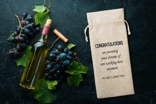 שקיות יין חדשות עבודה - שקית מתנה של כותנה פשתן יין עם משיכה, עמית לעבודה, עמית, מתנה לקידום עבודה, בוס, מתנת