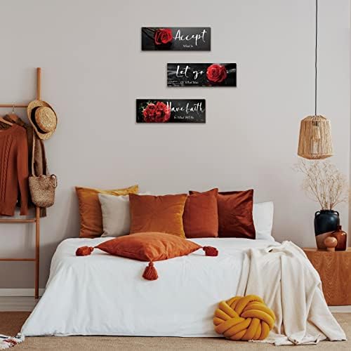 3 מחשבים אדומים תפאורה אדומה מעוררת השראה אמנות קיר עץ אדום עיצוב עיצוב קיר משרד עם קבל שחרור אמונה ציטוטים חיוביים
