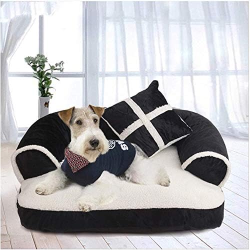 מיטות כלבים של Raxinbang קן לחיות מחמד שחור ולבן 60x40 סמ מיטת כלב חתול מיטת כותנה רכה כרית כרית כרית כותנה