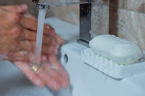 סיליקון סבון כלים לאמבטיה, מקלחת, מפל סבון צלחת, סבון מחזיק עם מייבש גמיש סיליקון, סבון מגש עבור מקלחת, מטבח, אמבטיה 3 חבילה