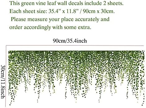 ירוק צמח בית תפאורה קיר מדבקות 2 גיליונות קליפת מקל עלים אמנות ציורי קיר מדבקות לילדים חדר שינה משתלת סלון מטבח אמבטיה