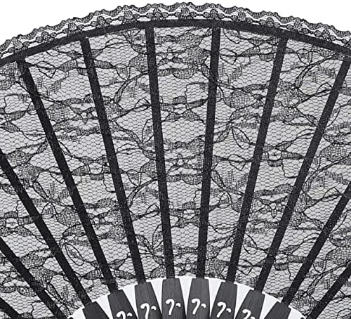 Babeyond תחרה מתקפלת מאוורר כף יד - אוהד במבוק בעבודת יד לנשים Vintage Cotten Lace Fan