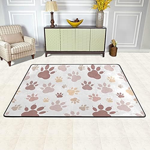 שטיחי שטיחים גדולים של כלב חתול דפוס כפה משתלת משתלת שטיח פליימאט לילדים משחק חדר שינה חדר סלון 3 'x 2', שטיח תפאורה ביתית